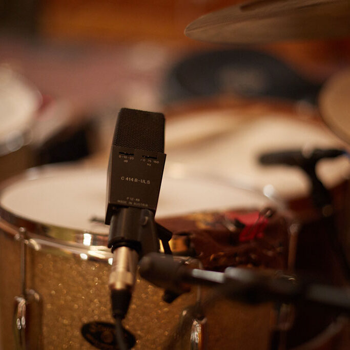 Vintage Microphone on drum kit