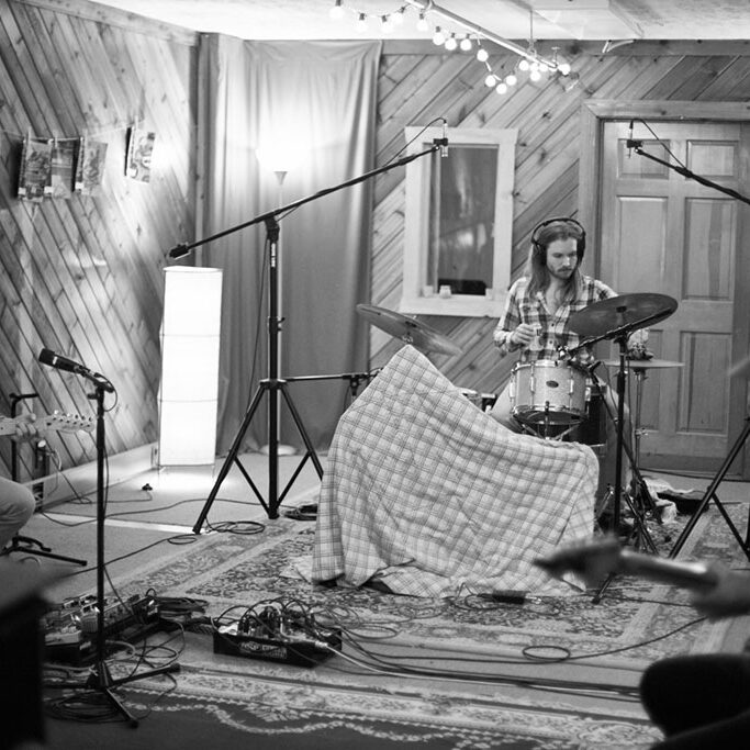 Musician plays in spacious recording studio in Nashville